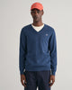 DK JEANSBLUE MELANGE, CLASSIC COTTON V-NECK, FRONT-VIEW BY GANT AU.