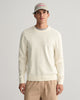 CREAM, TEXTURED COTTON C-NECK, FRONT-VIEW BY GANT AU.