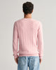 BLUSHING PINK, COTTON CABLE C-NECK, BACK-VIEW BY GANT AU.