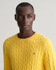 SMOOTH YELLOW, COTTON CABLE C-NECK, CLOSE-UP BY GANT AU.