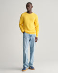 SMOOTH YELLOW, COTTON CABLE C-NECK BY GANT AU.