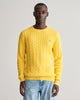 SMOOTH YELLOW, COTTON CABLE C-NECK, FRONT-VIEW BY GANT AU.