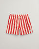 BRIGHT RED, SWIM SHORTS BLOCK STRIPE, FRONT-VIEW BY GANT AU.