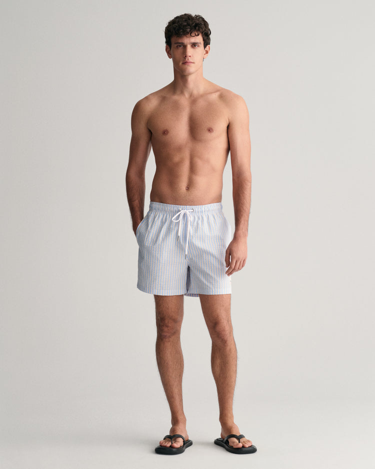 SHADE BLUE, SEERSUCKER SWIM SHORTS BY GANT AU.