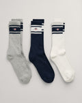 EVENING BLUE, SHIELD SPORT SOCKS 3-PACK BY GANT AU.