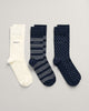 EVENING BLUE, STRIPE DOT RIB SOCKS 3-PACK BY GANT AU.