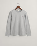 GREY MELANGE, REG SHIELD LS T-SHIRT, FLAT-LAY BY GANT AU.