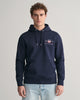 EVENING BLUE, REG MEDIUM ARCHIVE SHIELD HOODIE, FRONT-VIEW BY GANT AU.