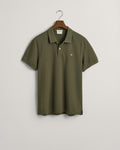 JUNIPER GREEN, REG SHIELD SS PIQUE POLO, FLAT-LAY BY GANT AU.