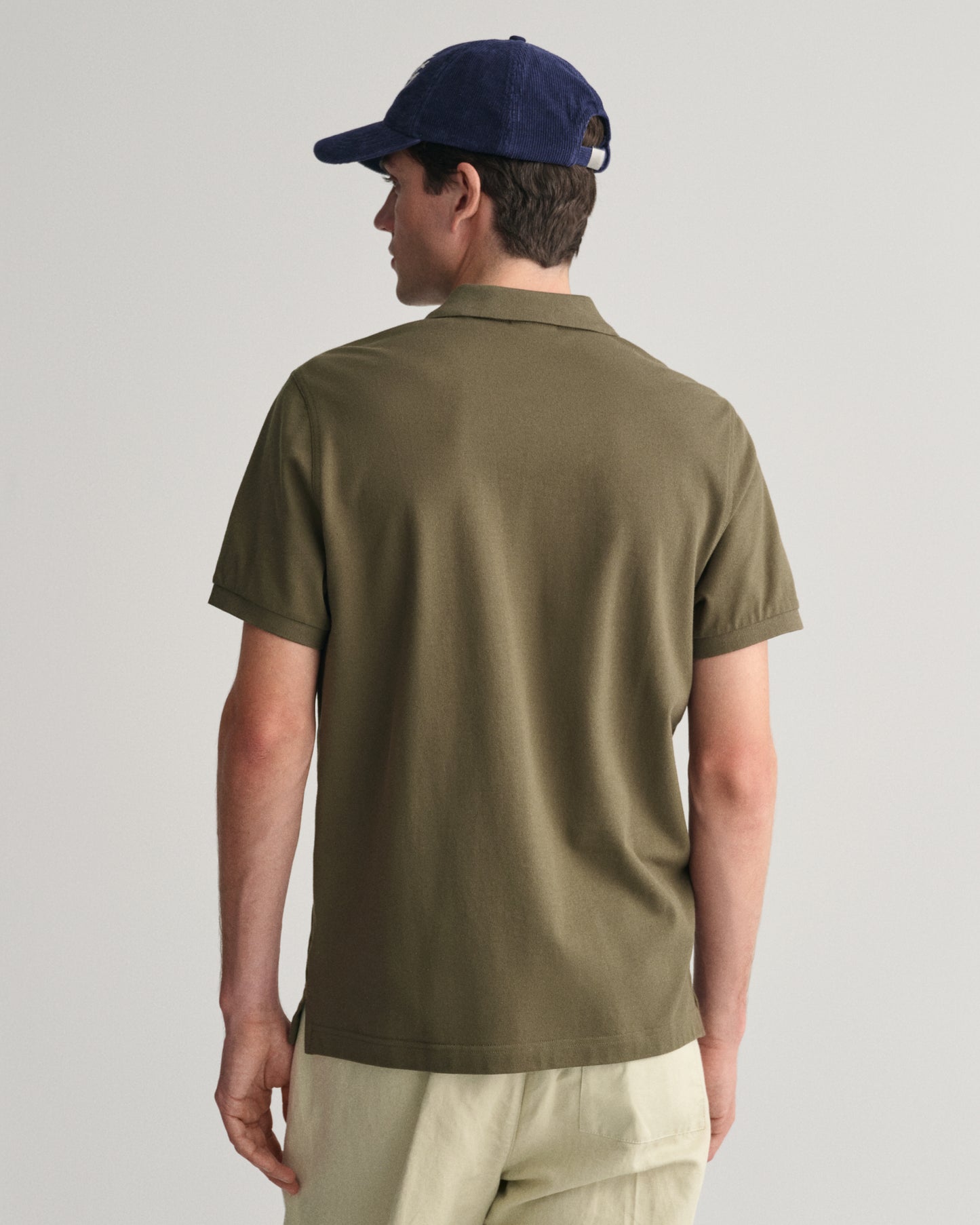 JUNIPER GREEN, REG SHIELD SS PIQUE POLO, BACK-VIEW BY GANT AU.