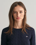 EVENING BLUE, STRETCH COTTON CABLE C-NECK, CLOSE-UP BY GANT AU.