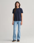 EVENING BLUE, SHIELD SS T-SHIRT, FRONT-VIEW BY GANT AU.