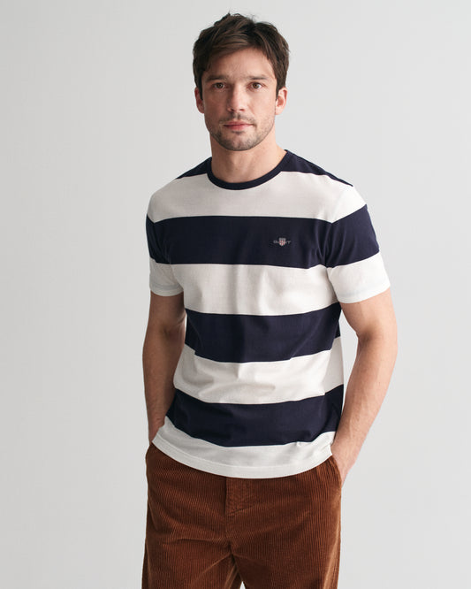 EGGSHELL, BAR STRIPE SS T-SHIRT, FRONT-VIEW BY GANT AU.