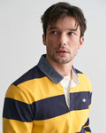 FADED SUNSET, REG CHAMBRAY STRIPE HEAVY RUGGER, CLOSE-UP BY GANT AU.
