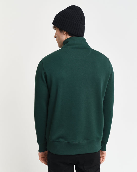 TARTAN GREEN, REG SHIELD HALF ZIP SWEAT, BACK-VIEW BY GANT AU.
