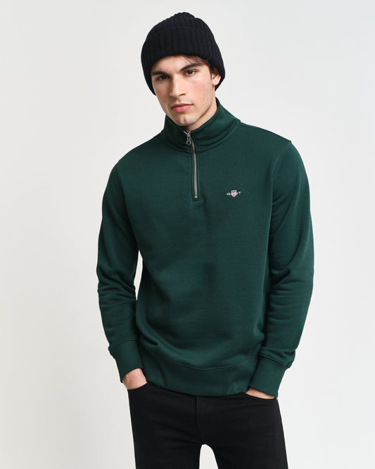 TARTAN GREEN, REG SHIELD HALF ZIP SWEAT, FRONT-VIEW BY GANT AU.