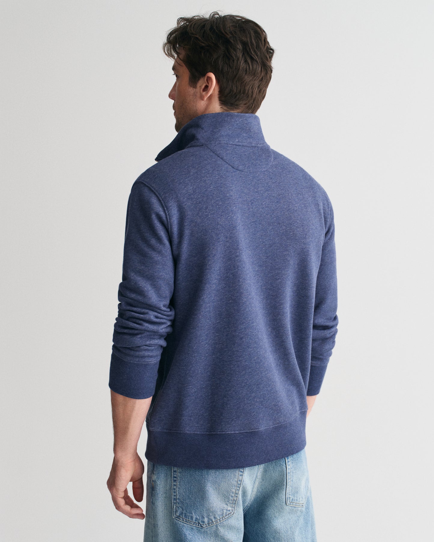 DK JEANSBLUE MELANGE, REG SHIELD HALF ZIP SWEAT, BACK-VIEW BY GANT AU.