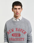 GREY MELANGE, GRAPHIC C-NECK SWEAT, CLOSE-UP BY GANT AU.