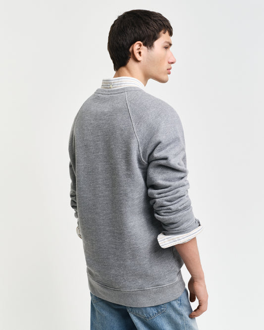 GREY MELANGE, GRAPHIC C-NECK SWEAT, BACK-VIEW BY GANT AU.