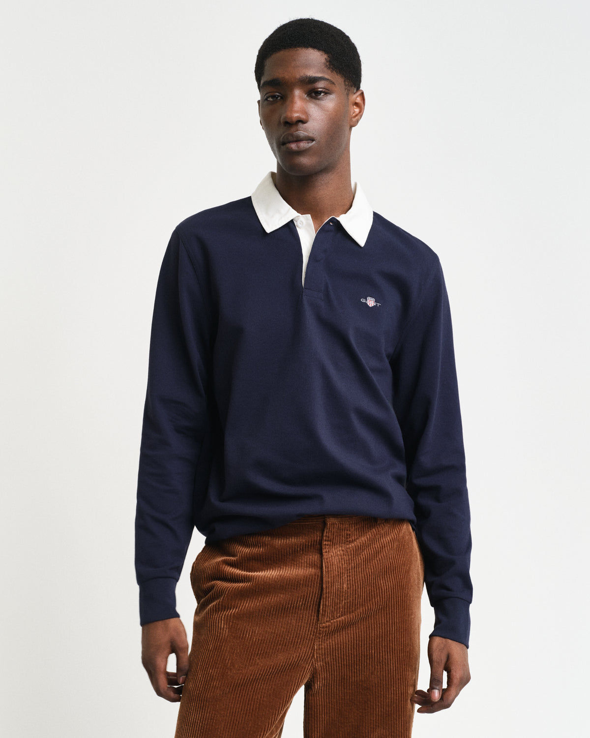 MODEL WEARING PIQUE HEAVY RUGGER