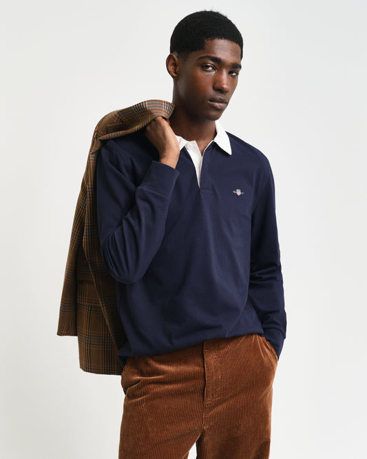 EVENING BLUE, PIQUE HEAVY RUGGER, FRONT-VIEW BY GANT AU.