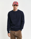 EVENING BLUE, WAFFLE C-NECK SWEAT, FRONT-VIEW BY GANT AU.