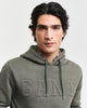 DARK EARTHY GREEN, EMBOSSED SWEAT HOODIE, CLOSE-UP BY GANT AU.