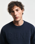EVENING BLUE, EMBOSSED C-NECK SWEAT, CLOSE-UP BY GANT AU.