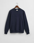 EVENING BLUE, EMBOSSED C-NECK SWEAT, FLAT-LAY BY GANT AU.