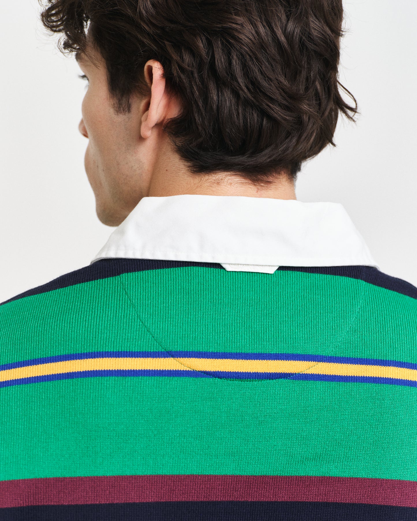 GREEN PEAS, MULTI STRIPE HEAVY RUGGER, CLOSE-UP BY GANT AU.