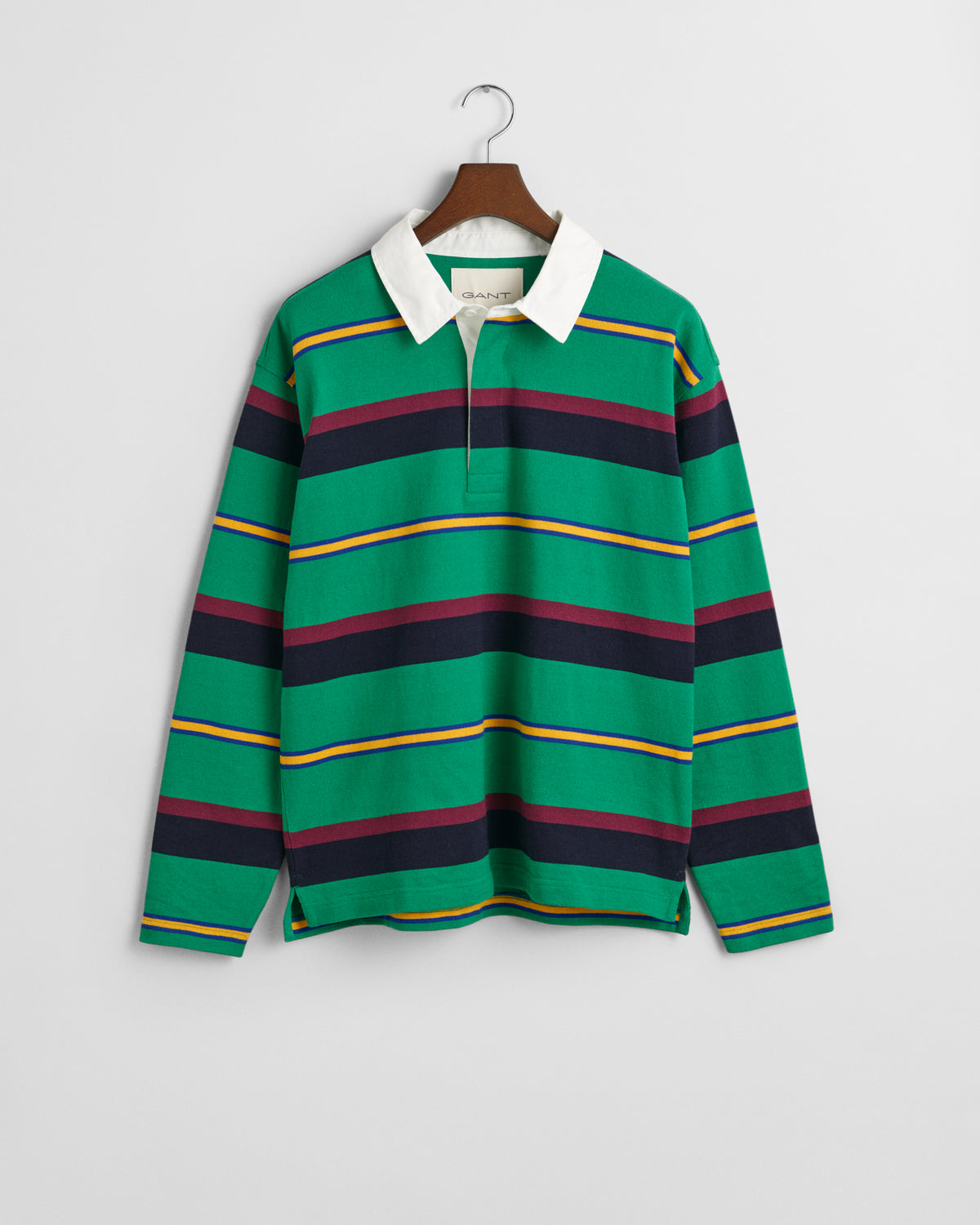 GREEN PEAS, MULTI STRIPE HEAVY RUGGER, FLAT-LAY BY GANT AU.