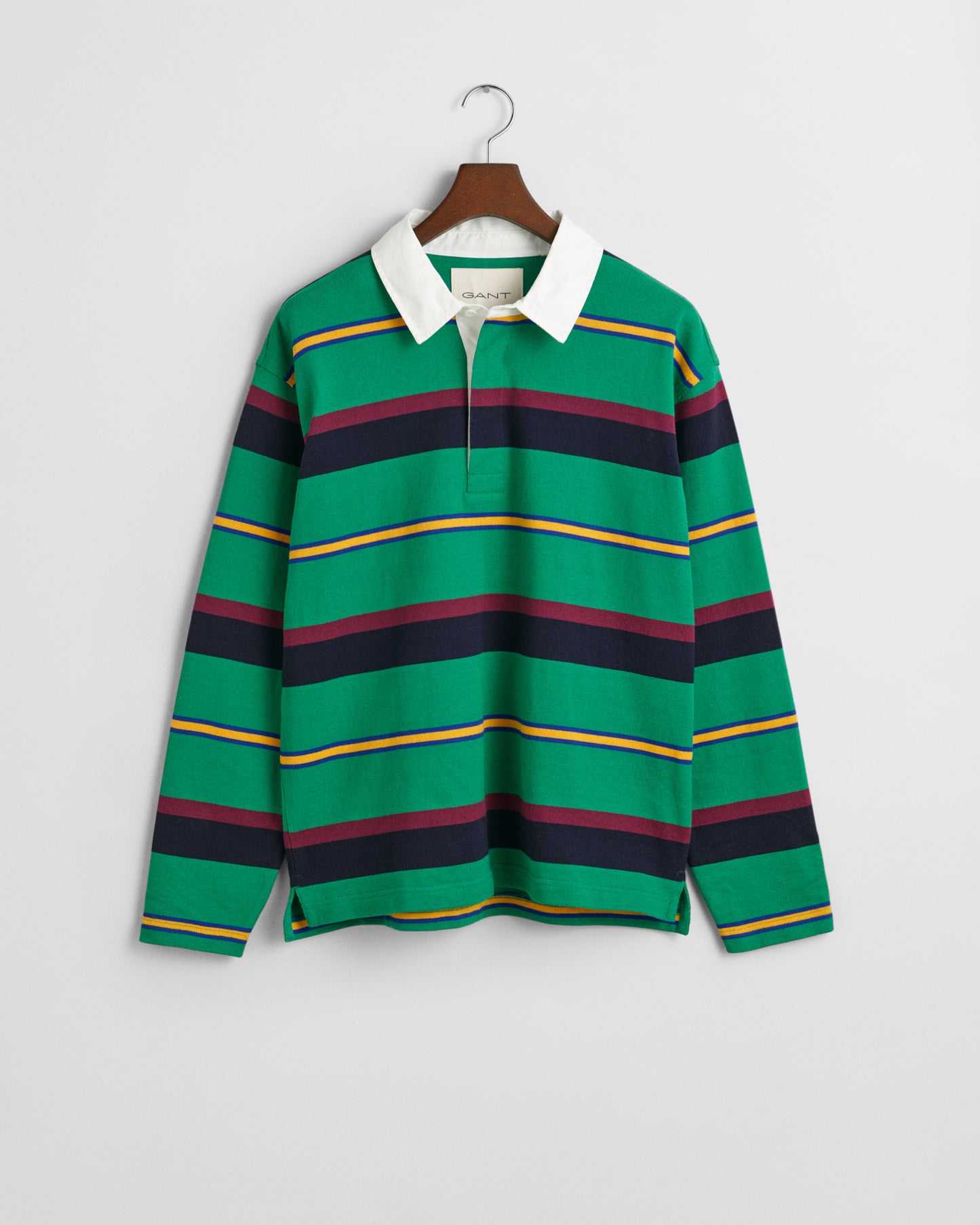 GREEN PEAS, MULTI STRIPE HEAVY RUGGER, FLAT-LAY BY GANT AU.