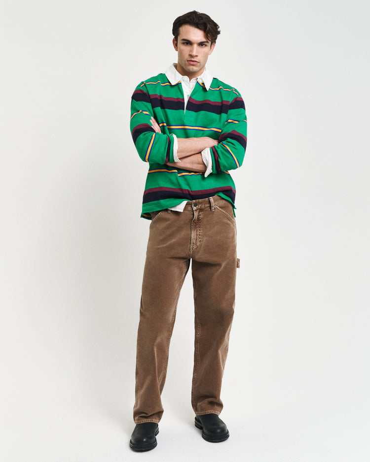 GREEN PEAS, MULTI STRIPE HEAVY RUGGER BY GANT AU.