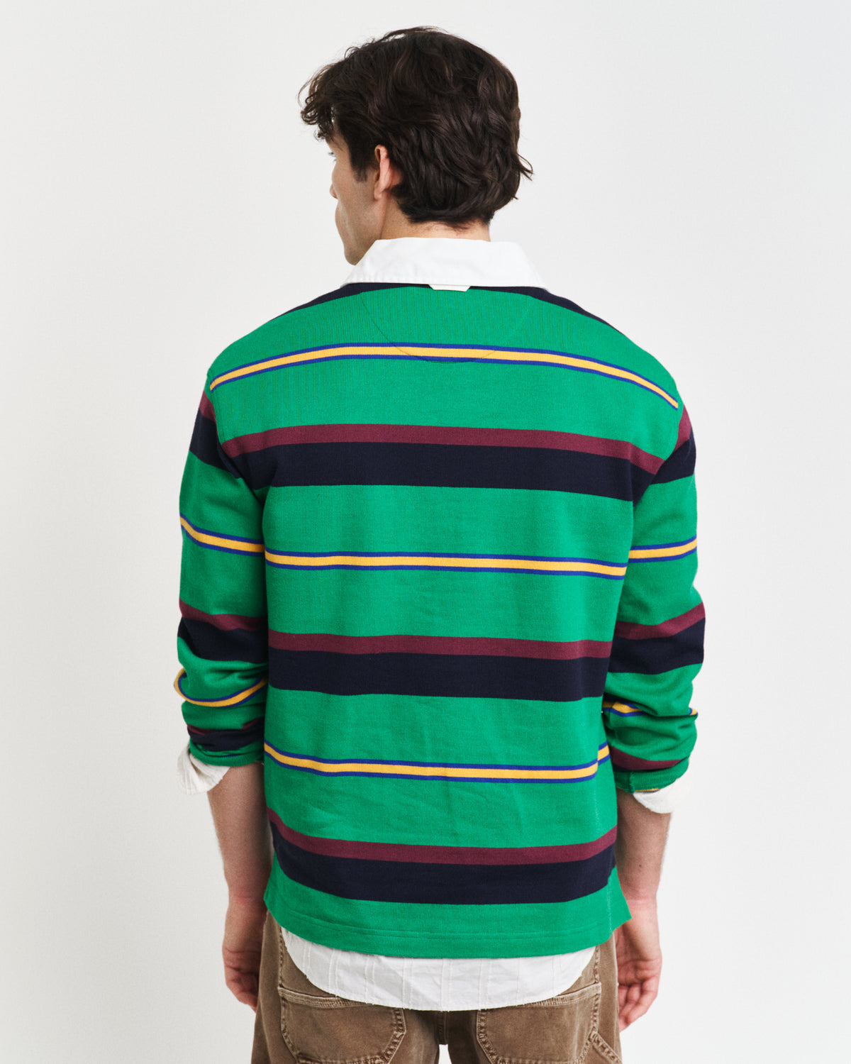 GREEN PEAS, MULTI STRIPE HEAVY RUGGER, BACK-VIEW BY GANT AU.