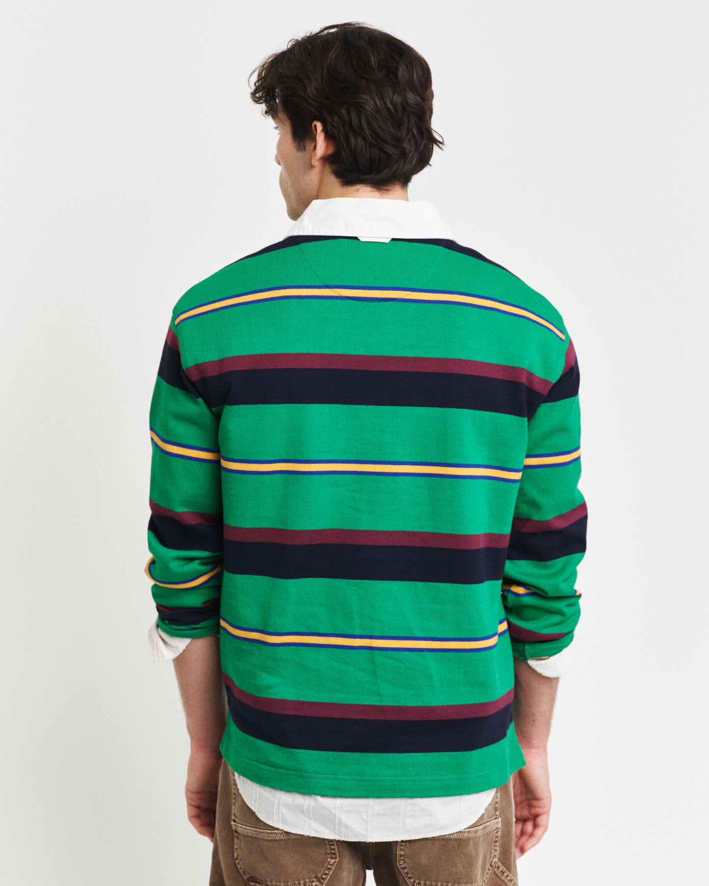 GREEN PEAS, MULTI STRIPE HEAVY RUGGER, BACK-VIEW BY GANT AU.