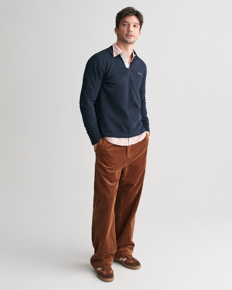 EVENING BLUE, TEXTURED COLLAR POLO BY GANT AU.