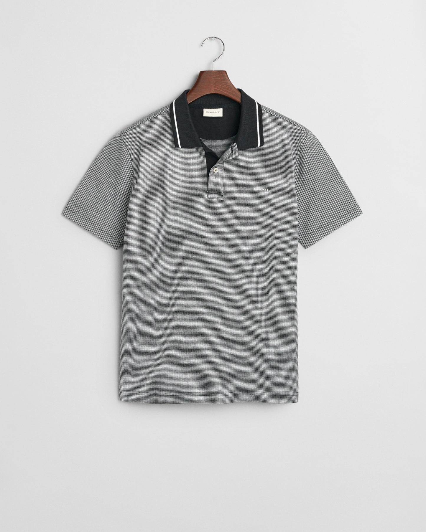 BLACK, MICRO HOUNDSTOOTH POLO BY GANT AU.