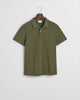 DARK EARTHY GREEN, WAFFLE TEXTURED SS POLO, FLAT-LAY BY GANT AU.
