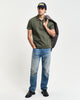 DARK EARTHY GREEN, WAFFLE TEXTURED SS POLO BY GANT AU.