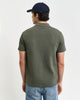 DARK EARTHY GREEN, WAFFLE TEXTURED SS POLO, BACK-VIEW BY GANT AU.
