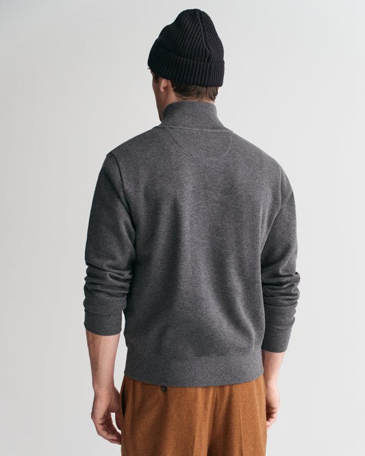 ANTRACIT MELANGE, SACKER RIB HALF ZIP, BACK-VIEW BY GANT AU.