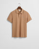 WARM KHAKI, REG SHIELD SS PIQUE POLO, FLAT-LAY BY GANT AU.