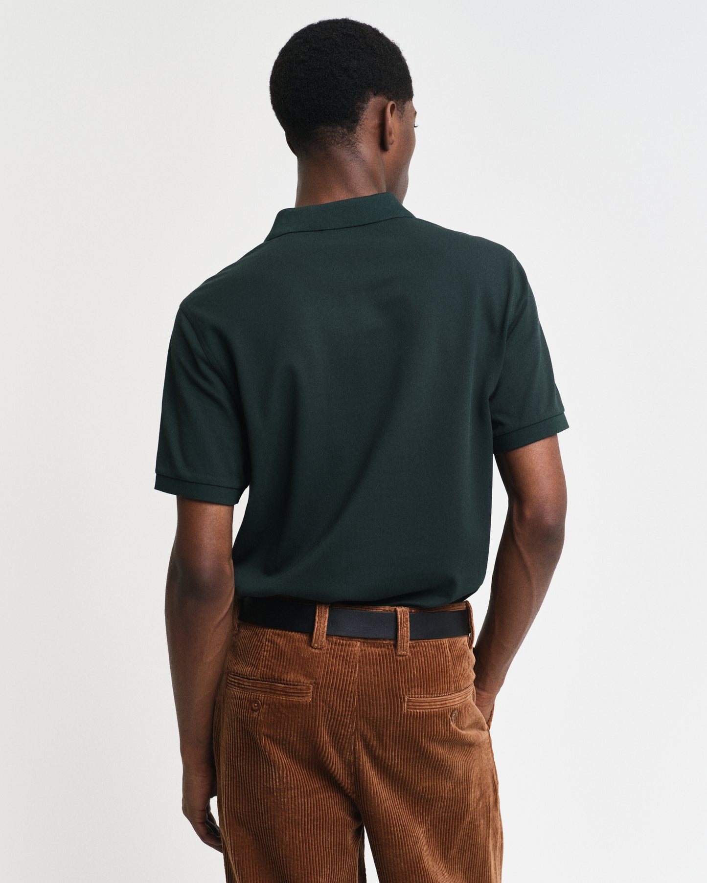 TARTAN GREEN, REG SHIELD SS PIQUE POLO, BACK-VIEW BY GANT AU.