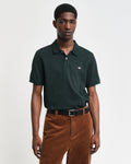 TARTAN GREEN, REG SHIELD SS PIQUE POLO, FRONT-VIEW BY GANT AU.
