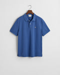 VINTAGE BLUE, REG SHIELD SS PIQUE POLO, FLAT-LAY BY GANT AU.