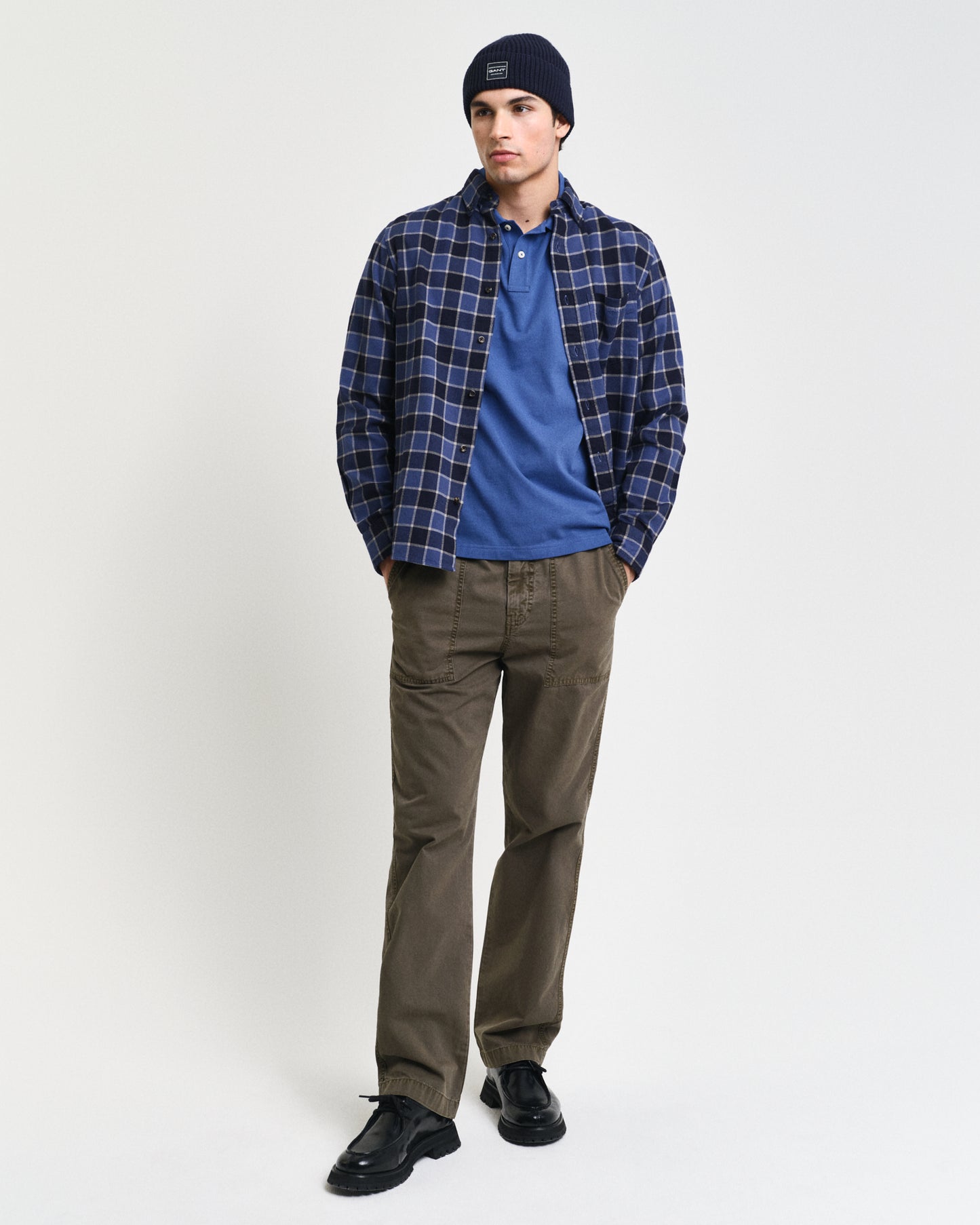 VINTAGE BLUE, REG SHIELD SS PIQUE POLO BY GANT AU.
