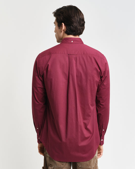 WINE RED, REG CLASSIC POPLIN SHIRT, BACK-VIEW BY GANT AU.