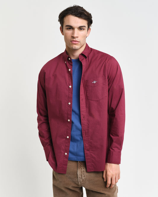 WINE RED, REG CLASSIC POPLIN SHIRT, FRONT-VIEW BY GANT AU.