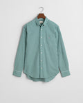 DEEP FOREST GREEN, REG CLASSIC POPLIN GINGHAM SHIRT, FLAT-LAY BY GANT AU.