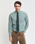 DEEP FOREST GREEN, REG CLASSIC POPLIN STRIPE SHIRT, FRONT-VIEW BY GANT AU.